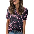 thumbnail image 1 of NAMTYQX Graphic Tees for Women Trendy Button V Neck Loose Womens Summer Tops Casual Tops for Women Trendy Black Size 2XL, 1 of 4