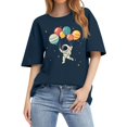 thumbnail image 1 of NAMTYQX Graphic Tees for Women Trendy Crew Neck Loose Fit Short Sleeve Muster Hawaiian Soft Plus Size Light Print Women's T-Shirts Navy Size 2XL, 1 of 5