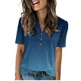 thumbnail image 1 of NAMTYQX Graphic Tees for Women Trendy Trendy Tops for Women Button V Neck Shirts for Women Trendy Summer Dark Blue Size L, 1 of 5