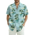 thumbnail image 1 of NAMTYQX Hawaiian Shirt for Men Loose Fitting Tropical Print Short Sleeve Light Lounge Button Front Super Soft Lapel Plus Size T Shirts for Man Sky Blue Size L, 1 of 5