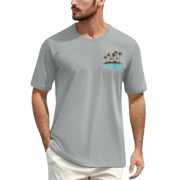 NAMTYQX Hawaiian Shirt for Men Baggy Lightweight Crewneck Casual Soft Short Sleeved Plus Size Patterned Basic Cool Funny Shirts for Men Gray Size M