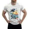 thumbnail image 1 of NAMTYQX Hawaiian Shirt for Men Plus Size Cool Elasticated Boho Light Short Sleeve Casual Patterned Crew Neck Baggy Graphic Tees Men White Size L, 1 of 5