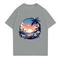 thumbnail image 1 of NAMTYQX Hawaiian Shirts for Men Lounge Elastic Casual Loose Fit Patterns Crew Neck Light Short Sleeve Stretch Oversized True Classic T Shirts for Men Gray Size S, 1 of 3
