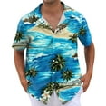 thumbnail image 1 of NAMTYQX Hawaiian Shirts for Men Short Sleeve Lightweight Button Up V Neck Casual Plus Size Textured Patterned Going Out Tops Blue Size 5XL, 1 of 5