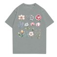 thumbnail image 1 of NAMTYQX Hawaiian Shirts for Women Plus Size Graphic Stretchy Short Sleeve Patterned Airoft Baggy Cute Crewneck Casual Tops for Women Gray Size 2XL, 1 of 4