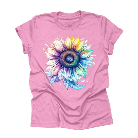 NAMTYQX Hawaiian Shirts for Women Trendy Stretch Slack Scoop Neck Print Print Plus Size Short Sleeve Airoft Blouses for Women Casual Pink Size S