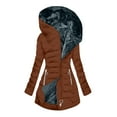 thumbnail image 1 of NAMTYQX Jackets for Women Trendy Fluffy Plus Size Zip Up with Hood Warm with 2 Zippered Pockets Brown Size XL, 1 of 4