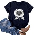 thumbnail image 1 of NAMTYQX Ladies Tops and Blouses Plus Size Soft Crew Neck Graphic Relaxed Fit Stretch Basic Short Sleeve Patterned Tops for Women 2025 Navy Size S, 1 of 4