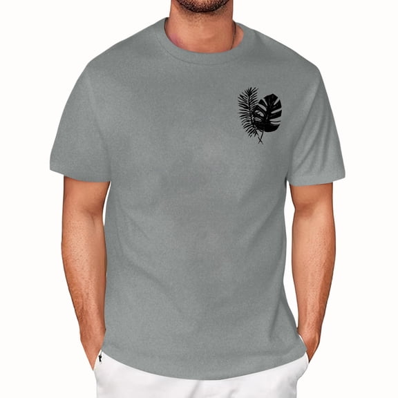 NAMTYQX Men's Athletic Shirts & Tees Light Cool Loose Crew Neck Soft Lounges Oversized Patterned Short Sleeve Casual Polyester Shirts for Men Gray Size 3XL