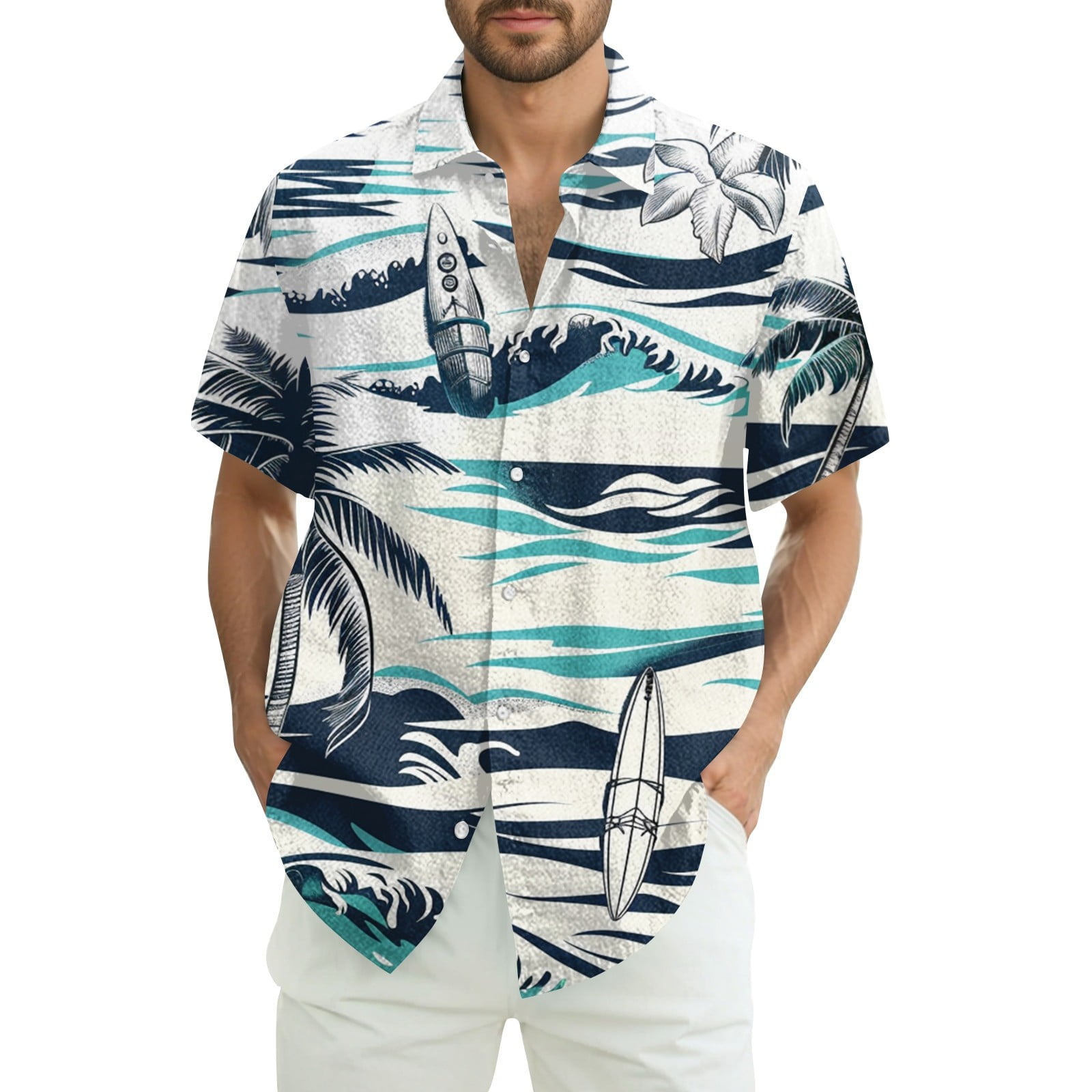 Men's Plus Size Button Down Short Sleeve Shirt