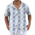 thumbnail image 1 of NAMTYQX Men's T-Shirts Light Button Up Short Sleeve Casual Tropical Printed V Neck Plus Size Going Out Tops Light Blue Size XL, 1 of 5