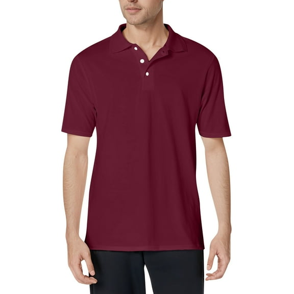 NAMTYQX Mens Casual Shirts Casual Button Lapel Neck Men's Polo Shirts Comfy Short Sleeve Plus Size Light Softest T Shirts for Man Wine Size S