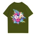thumbnail image 1 of NAMTYQX Mens Graphic T-Shirts Comfy Crew Neck Hawaiian Patterned Breathable Cool Lightweight Short Sleeve Casual Plus Size Hawaiian Shirt for Men Army Green Size L, 1 of 3