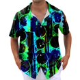 thumbnail image 1 of NAMTYQX Mens Hawaiian Shirts Short Sleeve Textured Patterned Button Up Light V Neck Short Sleeve Casual Plus Size Mens Hawaiian Shirts Short Sleeve Dark Blue Size M, 1 of 5