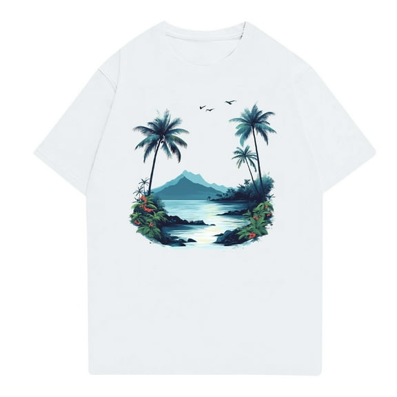 NAMTYQX Mens Shirts Casual Baggy Plus Size Patterned Slacking Light Crew Neck Short Sleeve Elasticated Soft Mens T-Shirts White Size 3XL