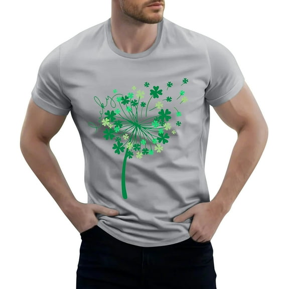 NAMTYQX Mens Shirts Casual Stylish Baggy Cozy Patterned Crew Neck Light Cool Short Sleeved Boho Casual Plus Size Graphic Tees Men Gray Size 2XL