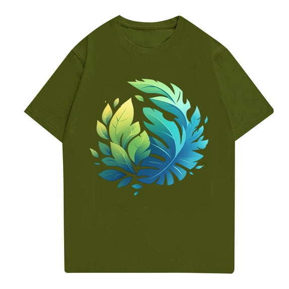 NAMTYQX Mens Shirts Casual Stylish Casual Cool Cozy Plus Size Loose Lightweight Basic Short Sleeve Crewneck Patterned Shirts for Men Army Green Size 2XL