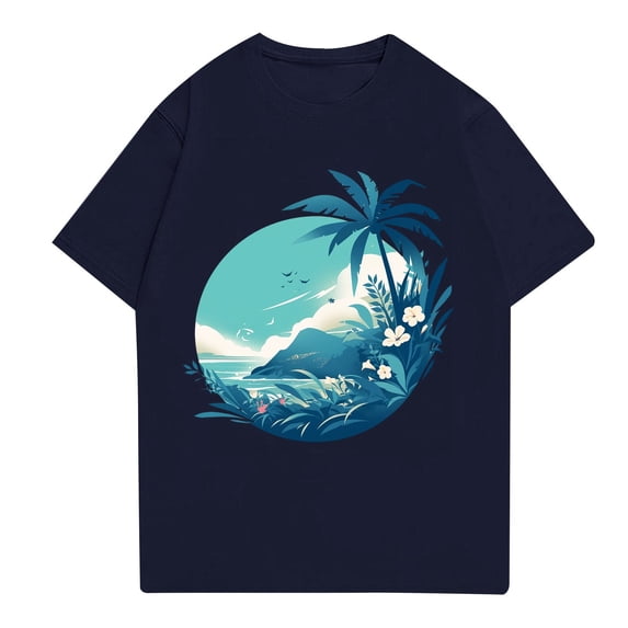 NAMTYQX Mens Shirts Casual Stylish Lightweight Airoft Patterned Soft Short Sleeved Casual Oversized Slacking Crew Neck Baggy Mens Graphic Tees Navy Size 2XL