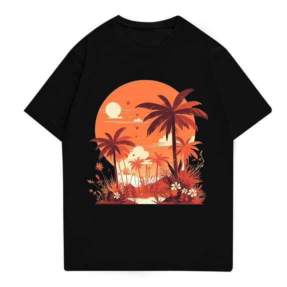 NAMTYQX Mens Shirts Lightweight Crew Neck Casual Boho Baggy Short Sleeved Plus Size Cool Patterned Airoft Men's T-Shirts Black Size S