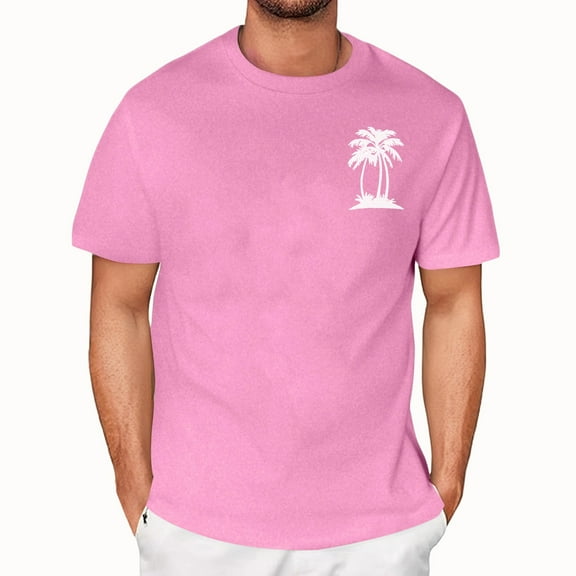 NAMTYQX Mens Shirts Lightweight Plus Size Crew Neck Graphic Casual Short Sleeve Airoft Loose Cool Lounges Men's T-Shirts Pink Size S