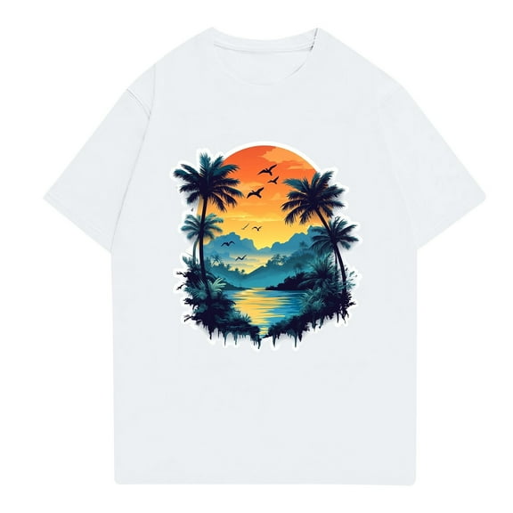 NAMTYQX Mens Shirts Short Sleeve Casual Elastic Lightweight Patterns Plus Size Cozy Hawaiian Baggy Crew Neck Summer Shirts for Men White Size XL