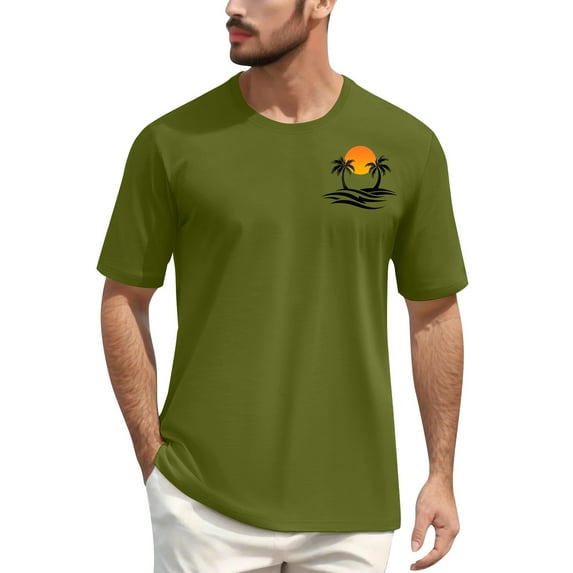 NAMTYQX Mens Shirts Summer Crewneck Stretchy Baggy Lounges Patterns Plus Size Stretch Casual Short Sleeved Lightweight Shirts for Men Army Green Size 3XL