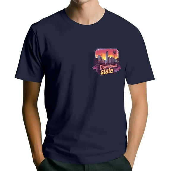 NAMTYQX Mens Summer Shirts Short Sleeve Loose Plus Size Comfort Round Neck Lounge Patterns Cool Casual Lightweight Mens Graphic T-Shirts Navy Size M