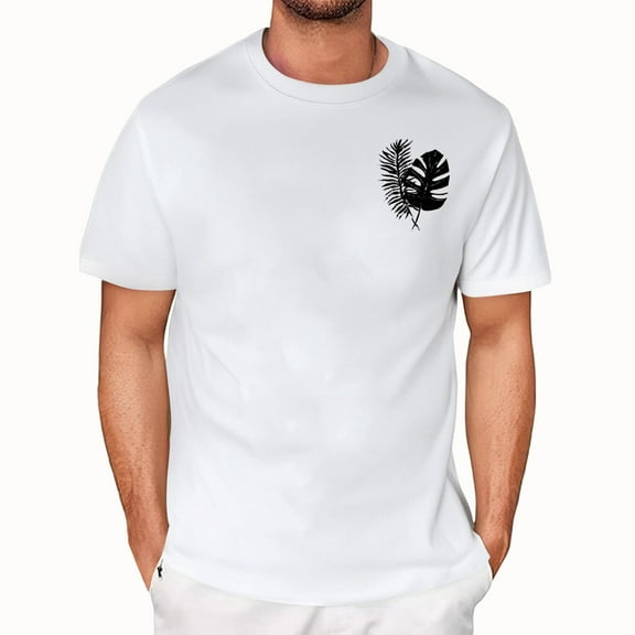 NAMTYQX Mens T-Shirts Baggy Crew Neck Short Sleeve Stretchy Plus Size Lightweight Flex Patterns Bohemian Casual Shirts for Men White Size L