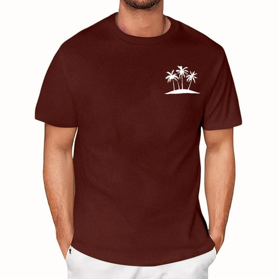 NAMTYQX Mens T Shirts Crew Neck Boho Casual Plus Size Cool Short Sleeve Airoft Loose Patterns Lightweight Polyester Shirts for Men Wine Size XL