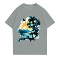thumbnail image 1 of NAMTYQX Mens T Shirts Crew Neck Flex Short Sleeved Cool Patterned Loose Plus Size Slacking Casual Light Shirts for Men Gray Size M, 1 of 3