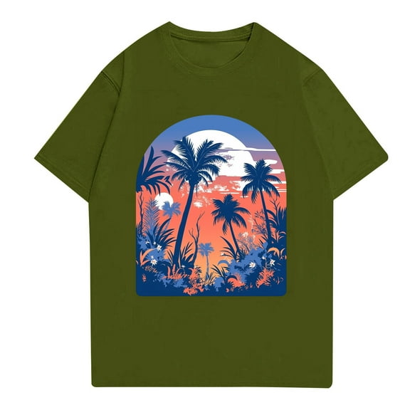 NAMTYQX Mens T Shirts Crewneck Plus Size Cosy Patterned Lightweight Cool Baggy Short Sleeve Boho Casual Summer Shirts for Men Army Green Size 3XL