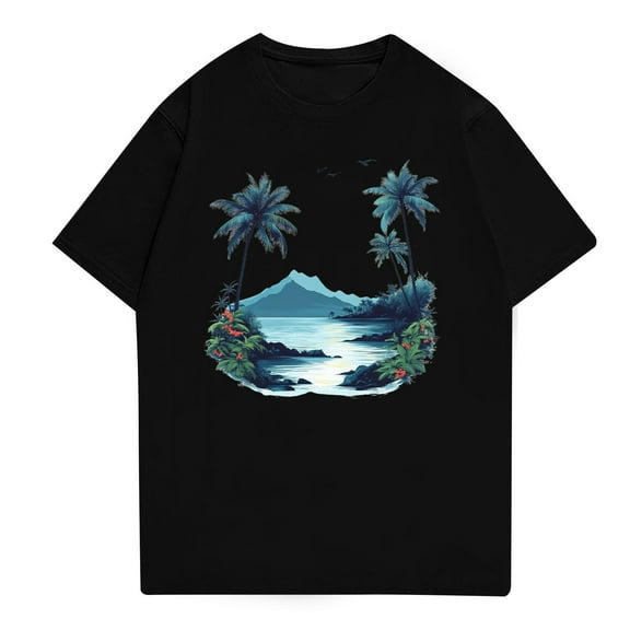 NAMTYQX Mens T-Shirts Hawaiian Plus Size Baggy Pattern Lightweight Cool Round Neck Short Sleeve Stretch Casual Mens T Shirts Black Size M