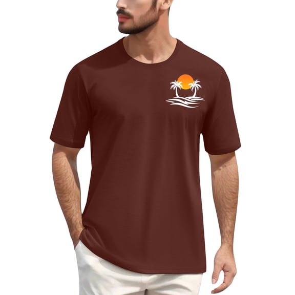NAMTYQX Mens T-Shirts Hawaiian Short Sleeve Comfort Crew Neck Lightweight Plus Size Stretchy Comfy Casual Patterned Summer Tops for Teens Wine Size 2XL