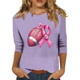 thumbnail image 1 of NAMTYQX Pink T Shirts for Women Trendy Round Neck Cool Floral 3/4 Sleeve Loose Purple Size XL, 1 of 4
