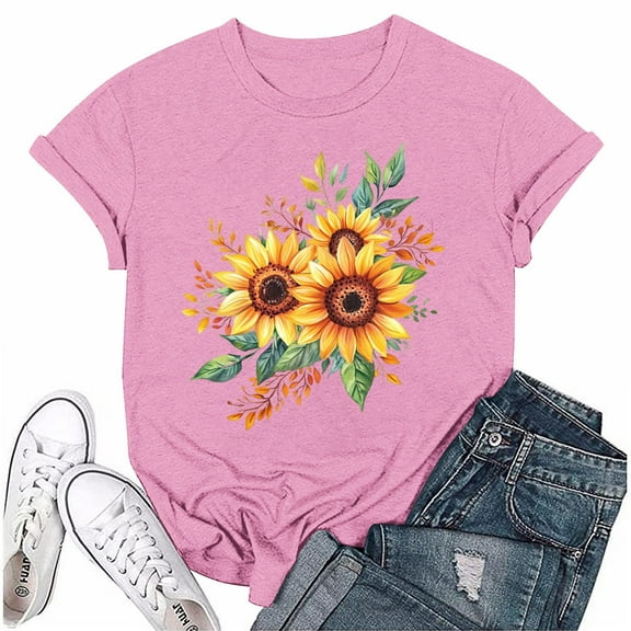 NAMTYQX Plus Size Blouses for Women Light Plus Size Crewneck Muster Breathable Looses Print Short Sleeve Lounge Fall Shirts for Women 2025 Pink Size M