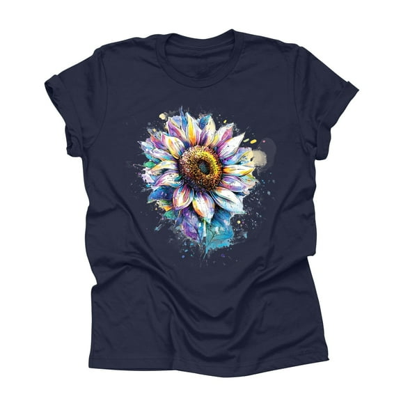 NAMTYQX Plus Size Blouses for Women Loose Fit Stretch Graphic Print Breathable Plus Size Round Neck Short Sleeve Casual Blouses for Women Dressy Casual Dark Blue Size S