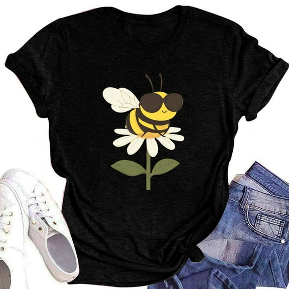 NAMTYQX Plus Size Blouses for Women Plus Size Fashion Short Sleeve Fullprint Crewneck Print Light Soft Loose Fitting Tops for Women Trendy Black Size 2XL