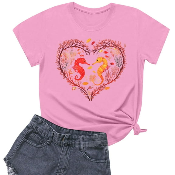 NAMTYQX Plus Size Blouses for Women Cute Muster Graphic Cool Stretchy Short Sleeve Oversized Loose Scoop Neck Womens Tops Casual Pink Size S