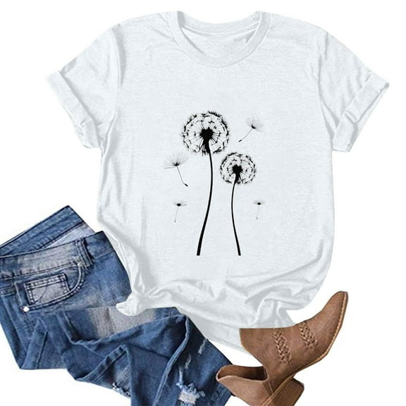 NAMTYQX Plus Size Blouses for Women Short Sleeve Print Muster Trendy Loose Fit Light Crew Neck Oversized Soft Womens Graphic T Shirts White Size S
