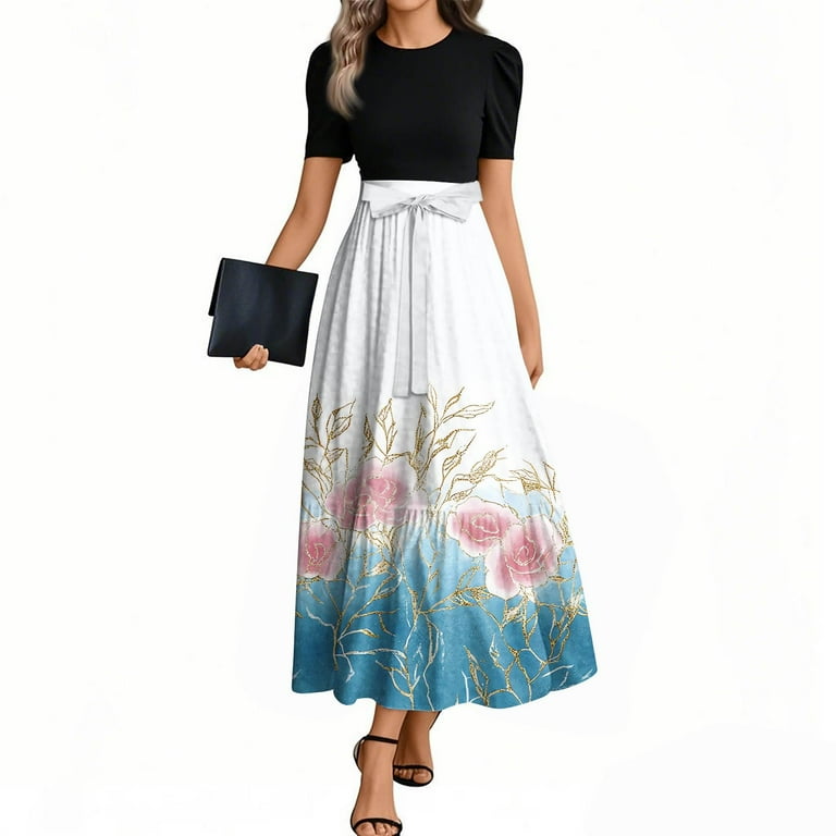 NAMTYQX Plus Size Dresses for Curvy Women Short Sleeve Hawaiian V