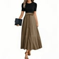 thumbnail image 1 of NAMTYQX Plus Size Dresses for Curvy Women V Neck Womens Maxi Dress Bohemian Wedding Guest Dresses for Women Brown Size M, 1 of 3