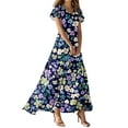 thumbnail image 1 of NAMTYQX Plus Size Dresses for Curvy Women Womens Maxi Dress Chiffon Floral Vacation Dresses for Women 2025 Purple Size XL, 1 of 5