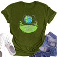 thumbnail image 1 of NAMTYQX Plus Size Summer Tops Short Sleeve Stretch Print Patterned Looses Fashion Airoft Round Neck Plus Size Womens Tshirts Cotton Loose Fit Army Green Size 2XL, 1 of 4