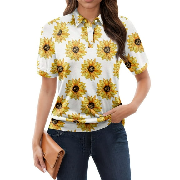 NAMTYQX Plus Size Tops for Women Lapel Short Sleeve Lounges Womens Polo Shirts Casual Soft Complexion Size M