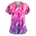 thumbnail image 1 of NAMTYQX Scrubs Tops for Women V Neck Stretchy Breast Cancer Tshirt Purple Pink Size XL, 1 of 4