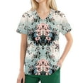 thumbnail image 1 of NAMTYQX Scrubs for Women Loose Fit Light Short Sleeve Casual Stretchy V Neck Cyan Size S, 1 of 6
