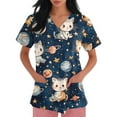 thumbnail image 1 of NAMTYQX Scrubs for Women V Neck Loose Fit Stretch Short Sleeve Lightweight Navy Size 3XL, 1 of 5