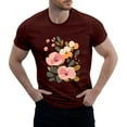 thumbnail image 1 of NAMTYQX Shirts for Men Lounges Lightweight Oversized Crew Neck Stretch Patterns Short Sleeve Casual Soft Loose Mens Hawaiian Shirts Short Sleeve Wine Size L, 1 of 5