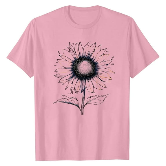 NAMTYQX Shirts for Teens Girls Print Airoft Fashion Light Plus Size Baggys Fullprint Crewneck Short Sleeve Tshirts Shirts for Women Graphic Pink Size XL