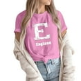 thumbnail image 1 of NAMTYQX Shirts for Women Trendy Summer Soft Crewneck Loose Basic Stretch Short Sleeve Patterned Plus Size Fullprint Ladies Tops and Blouses Pink Size 5XL, 1 of 5